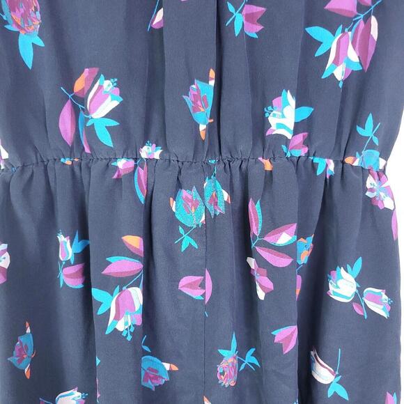 Rebecca Taylor Dress WOmens 12 Silk Colorful Florals Button Down Tie Waist - Picture 11 of 12